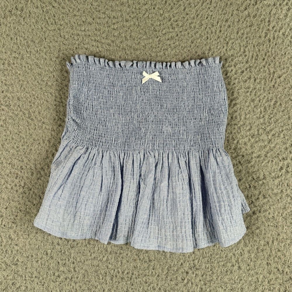 Urban Outfitters Urban Renewal Remade Smocked Seersucker Tube Top XS Blueโ